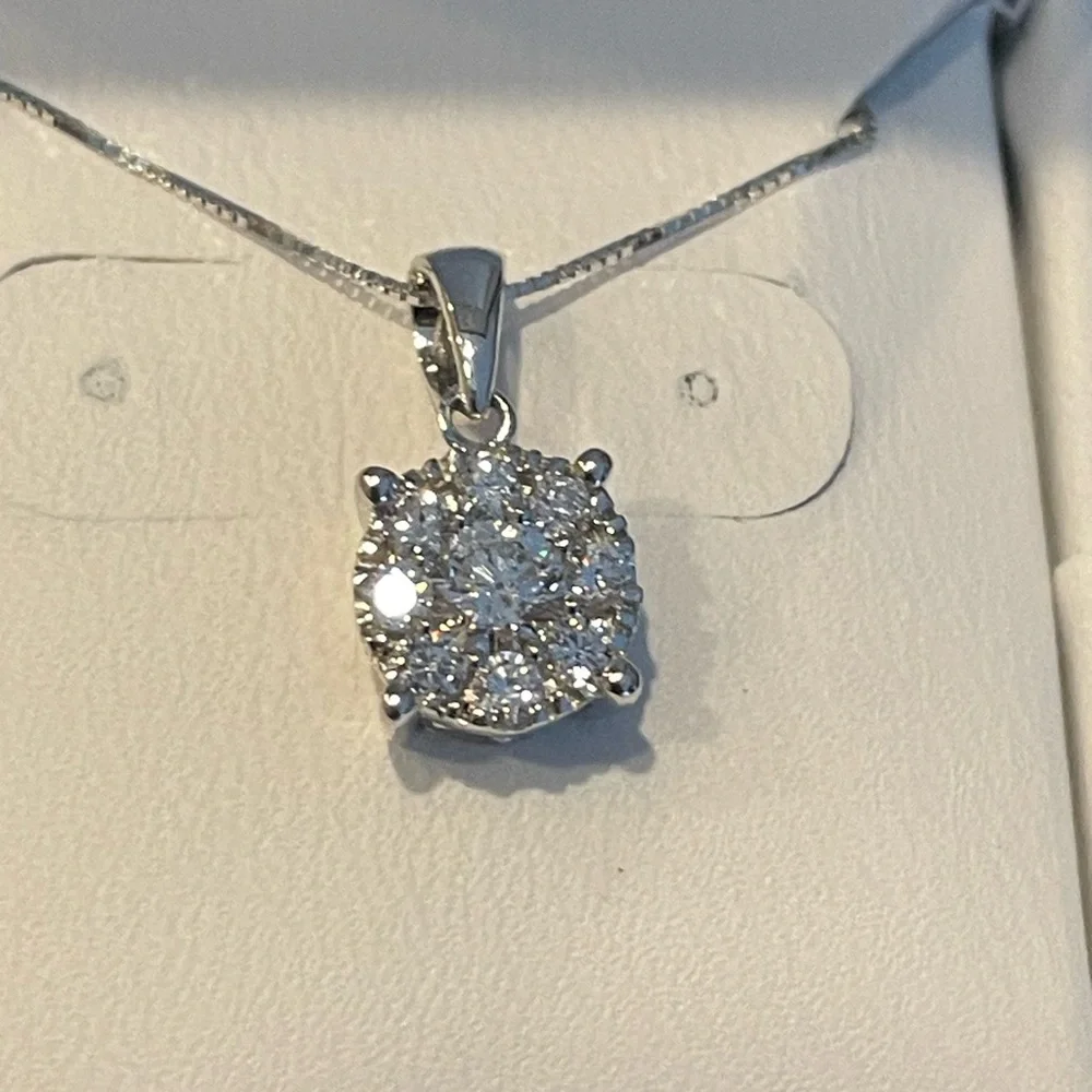 White Gold 14k Diamond Pendant Necklace - Picture 2 of 10